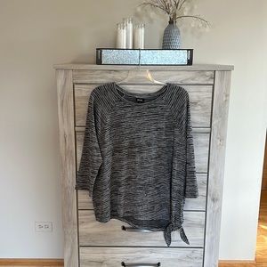 a.n.a. - Beautiful Side Tie Pullover Top - Gray and Black - Size XL